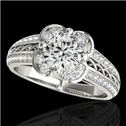 2.05 ctw Certified Diamond Solitaire Halo Ring 10k White Gold - REF-381R8K