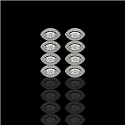 3.84 ctw Marquise Cut Diamond Micro Pave Earrings 18K White Gold - REF-334R6K