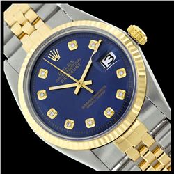 Rolex Men's Two Tone 14K Gold/SS, QuickSet, Diamond Dial with Fluted Bezel