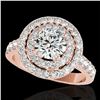 Image 1 : 2.25 ctw Certified Diamond Solitaire Halo Ring 10k Rose Gold - REF-218A2N