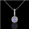 Image 2 : 2.6 ctw Tanzanite & Diamond Victorian Necklace 14K White Gold - REF-100A2N