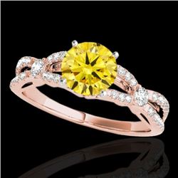 1.35 ctw Certified SI/I Fancy Intense Yellow Diamond Ring 10k Rose Gold - REF-190K9Y