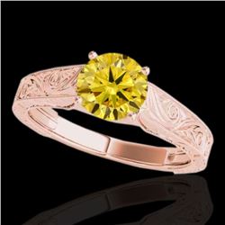 1.5 ctw SI/I Fancy Intense Yellow Diamond Antique Ring 10k Rose Gold - REF-286R4K