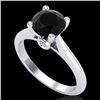 Image 1 : 1.6 ctw Fancy Black Diamond Engagment Art Deco Ring 18k White Gold - REF-75R2K