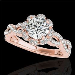 1.69 ctw Certified Diamond Solitaire Halo Ring 10k Rose Gold - REF-197A8N