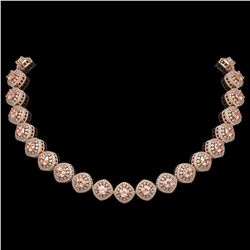 68.97 ctw Morganite & Diamond Victorian Necklace 14K Rose Gold - REF-2349W8H