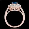 Image 2 : 2.09 ctw SI Certified Fancy Blue Diamond Halo Ring 10k Rose Gold - REF-165R2K
