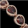 Image 3 : 17.45 ctw Garnet & Diamond Micro Pave Halo Bracelet 10k Rose Gold - REF-283M5G