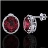 Image 2 : 20 ctw Garnet & Micro Pave VS/SI Diamond Earrings 18k White Gold - REF-118X2A