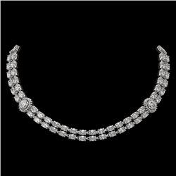 29.98 ctw Rare Oval Diamond Necklace 18K White Gold - REF-3584F9M