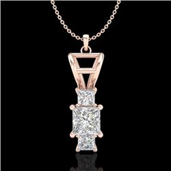 1.54 ctw Princess VS/SI Diamond Art Deco Necklace 18k Rose Gold - REF-418F2M