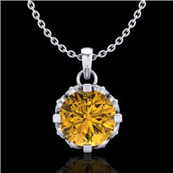 1.14 ctw Intense Fancy Yellow Diamond Art Deco Necklace 18k White Gold - REF-121Y8X