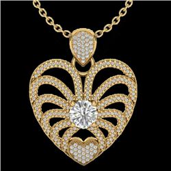 3 ctw Micro Pave VS/SI Diamond Certified Heart Necklace 14k Yellow Gold - REF-477Y3X