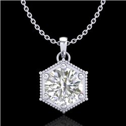 0.82 ctw VS/SI Diamond Solitaire Art Deco Stud Necklace 18k White Gold - REF-218R2K