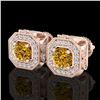 Image 1 : 2.75 ctw Intense Fancy Yellow Diamond Art Deco Earrings 18k Rose Gold - REF-290M9G