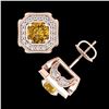 Image 3 : 2.75 ctw Intense Fancy Yellow Diamond Art Deco Earrings 18k Rose Gold - REF-290M9G