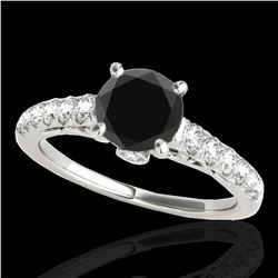 1.5 ctw Certified VS Black Diamond Solitaire Ring 10k White Gold - REF-61G4W