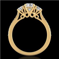 1.67 ctw VS/SI Diamond Solitaire Art Deco 3 Stone Ring 18k Yellow Gold - REF-281R8K