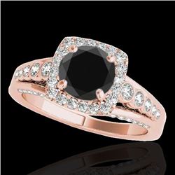 1.75 ctw Certified VS Black Diamond Solitaire Halo Ring 10k Rose Gold - REF-73N4F
