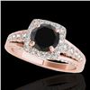 Image 1 : 1.75 ctw Certified VS Black Diamond Solitaire Halo Ring 10k Rose Gold - REF-73N4F