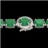 Image 1 : 23.25 ctw Emerald & VS/SI Diamond Micro Pave Bracelet 14k White Gold - REF-178K2Y