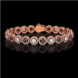 8.83 ctw Black & Diamond Micro Pave Bracelet 18K Rose Gold - REF-569F5M