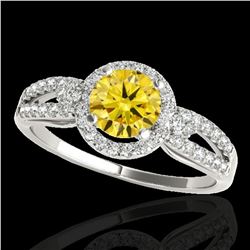 1.25 ctw Certified SI/I Fancy Intense Yellow Diamond Ring 10k White Gold - REF-190X9A