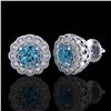 Image 2 : 1.32 ctw Fancy Intense Blue Diamond Art Deco Earrings 18k White Gold - REF-178N2F