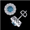 Image 3 : 1.32 ctw Fancy Intense Blue Diamond Art Deco Earrings 18k White Gold - REF-178N2F