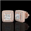 Image 2 : 2.01 ctw Princess VS/SI Diamond Art Deco Stud Earrings 18k Rose Gold - REF-285W5H