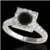 Image 1 : 2 ctw Certified VS Black Diamond Solitaire Halo Ring 10k White Gold - REF-76H4R