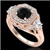 Image 1 : 2.11 ctw Fancy Black Diamond Art Deco 3 Stone Ring 18k Rose Gold - REF-180N2F