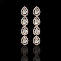 5.22 ctw Pear Cut Diamond Micro Pave Earrings 18K Rose Gold - REF-727M2G