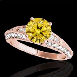1.58 ctw Certified SI Intense Yellow Diamond Antique Ring 10k Rose Gold - REF-211N4F