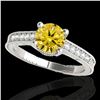 Image 1 : 1.2 ctw Certified SI Intense Yellow Diamond Antique Ring 10k White Gold - REF-188R2K