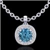 Image 1 : 1.1 ctw Fancy Intense Blue Diamond Art Deco Necklace 18k White Gold - REF-136R4K