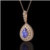 Image 1 : 4.47 ctw Tanzanite & Diamond Victorian Necklace 14K Rose Gold - REF-245Y5X
