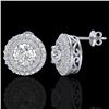 Image 2 : 1.20 ctw Micro Pave VS/SI Diamond Earrings DOUBLE 18k White Gold - REF-123N6F