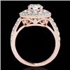 Image 2 : 2.09 ctw Certified Diamond Solitaire Halo Ring 10k Rose Gold - REF-231Y8X