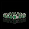 Image 1 : 19.07 ctw Emerald & Diamond Bracelet 14K White Gold - REF-236N4F