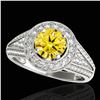 Image 1 : 2.17 ctw Certified SI/I Fancy Intense Yellow Diamond Ring 10k White Gold - REF-340G9W