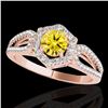 Image 1 : 1.43 ctw Certified SI/I Fancy Intense Yellow Diamond Ring 10k Rose Gold - REF-204K5Y