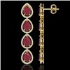 Image 2 : 16.01 ctw Ruby & Diamond Micro Pave Halo Earrings 10k Yellow Gold - REF-236N4F