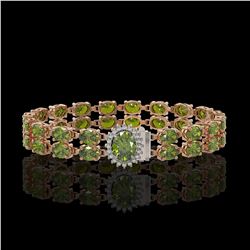 16.97 ctw Tourmaline & Diamond Bracelet 14K Rose Gold - REF-263N6F