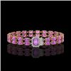 Image 1 : 13.83 ctw Amethyst & Diamond Bracelet 14K Rose Gold - REF-236F4M