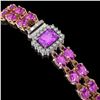 Image 2 : 13.83 ctw Amethyst & Diamond Bracelet 14K Rose Gold - REF-236F4M