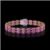 Image 3 : 13.83 ctw Amethyst & Diamond Bracelet 14K Rose Gold - REF-236F4M