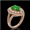 Image 2 : 4.12 ctw Jade & Diamond Victorian Ring 14K Rose Gold - REF-134M4G