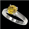 Image 1 : 1.50 ctw Certified Intense Yellow Diamond Solitaire Ring 10k White Gold - REF-233M2G