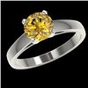 Image 2 : 1.50 ctw Certified Intense Yellow Diamond Solitaire Ring 10k White Gold - REF-233M2G